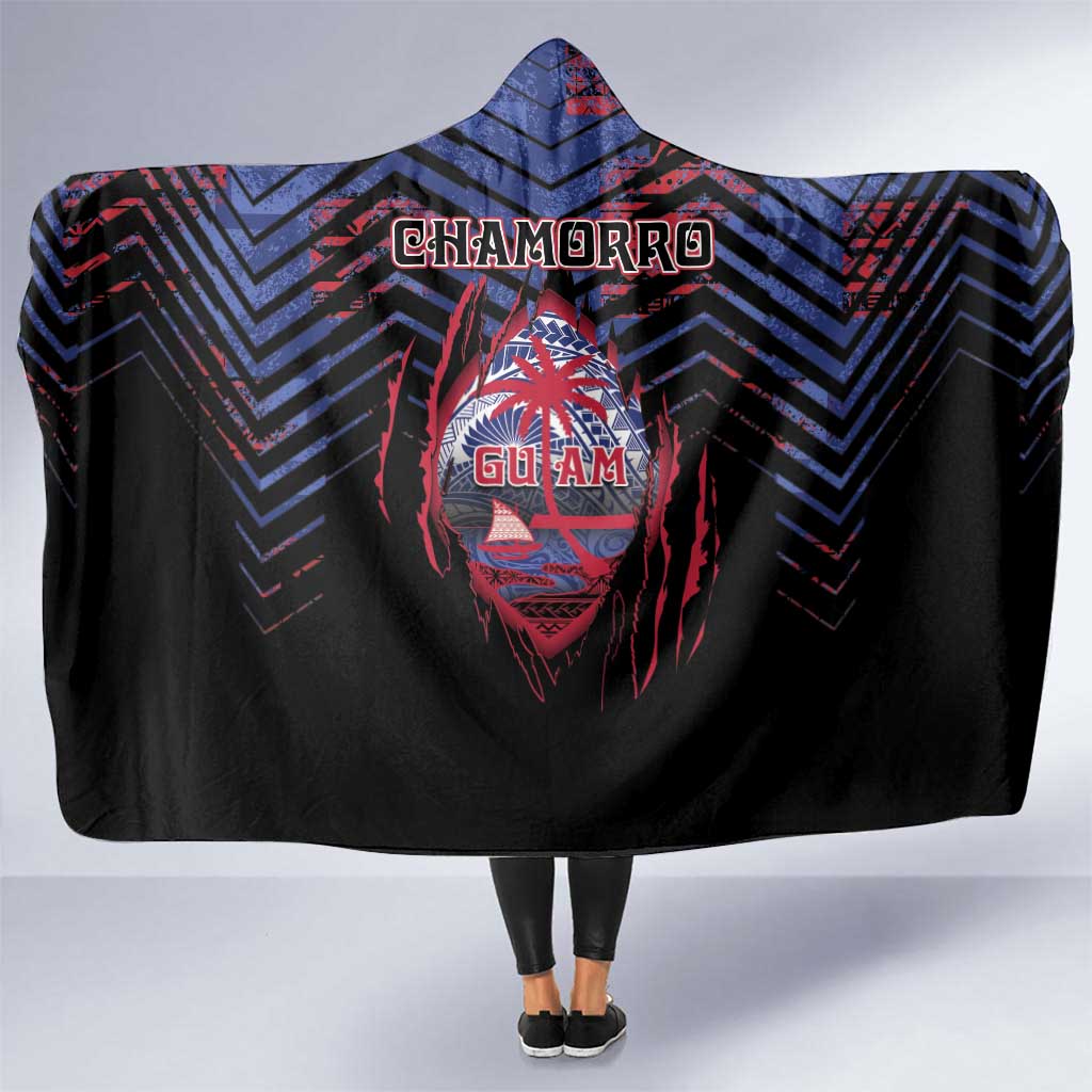 Guam Hooded Blanket Chamorro Seal Tribal Scratch Design - Polynesian Pride