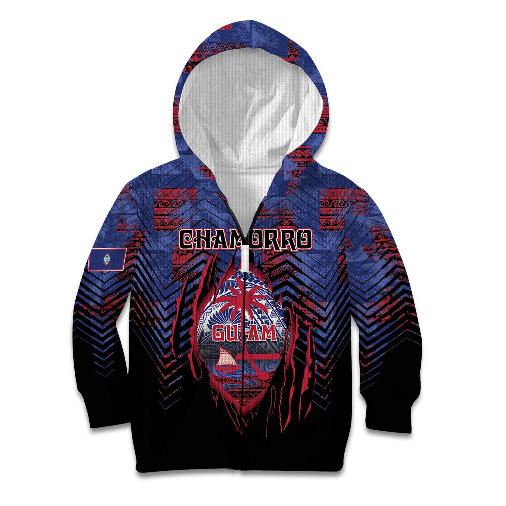 Personalised Guam Kid Hoodie Chamorro Seal Tribal Scratch Design - Polynesian Pride