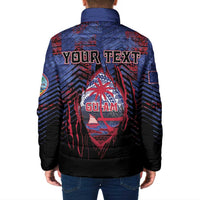 Personalised Guam Padded Jacket Chamorro Seal Tribal Scratch Design - Polynesian Pride