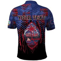 Personalised Guam Polo Shirt Chamorro Seal Tribal Scratch Design - Polynesian Pride