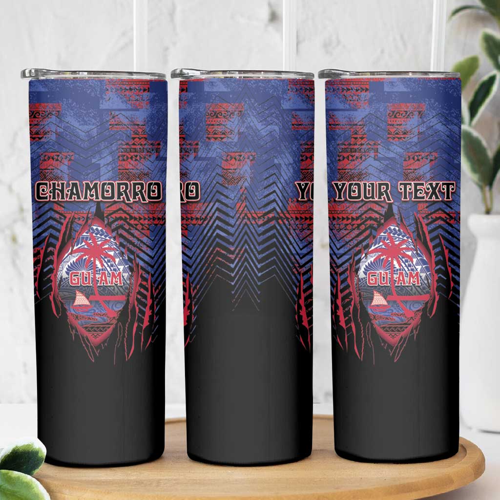 Personalised Guam Skinny Tumbler Chamorro Seal Tribal Scratch Design - Polynesian Pride
