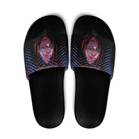 Guam Slide Sandals Chamorro Seal Tribal Scratch Design - Polynesian Pride