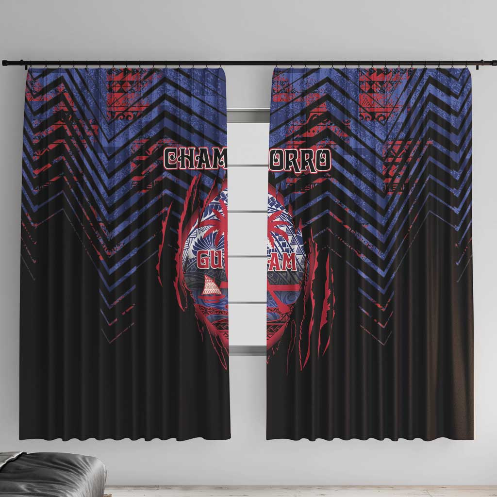 Guam Window Curtain Chamorro Seal Tribal Scratch Design - Polynesian Pride
