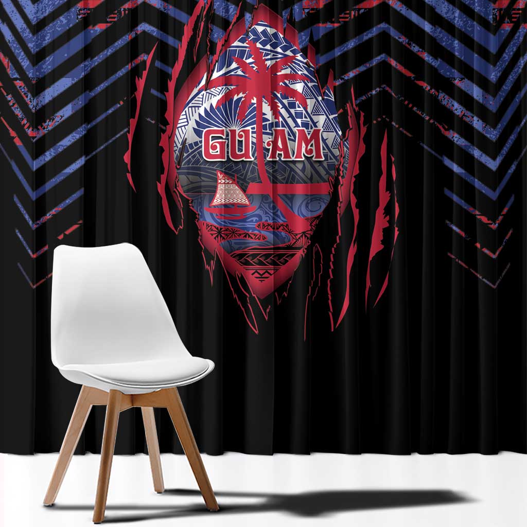 Guam Window Curtain Chamorro Seal Tribal Scratch Design - Polynesian Pride