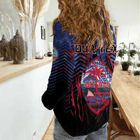 Personalised Guam Women Casual Shirt Chamorro Seal Tribal Scratch Design - Polynesian Pride