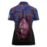 Personalised Guam Women Polo Shirt Chamorro Seal Tribal Scratch Design DT05 - Polynesian Pride