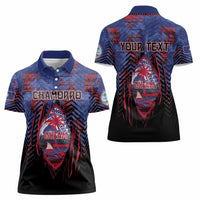 Personalised Guam Women Polo Shirt Chamorro Seal Tribal Scratch Design DT05 - Polynesian Pride