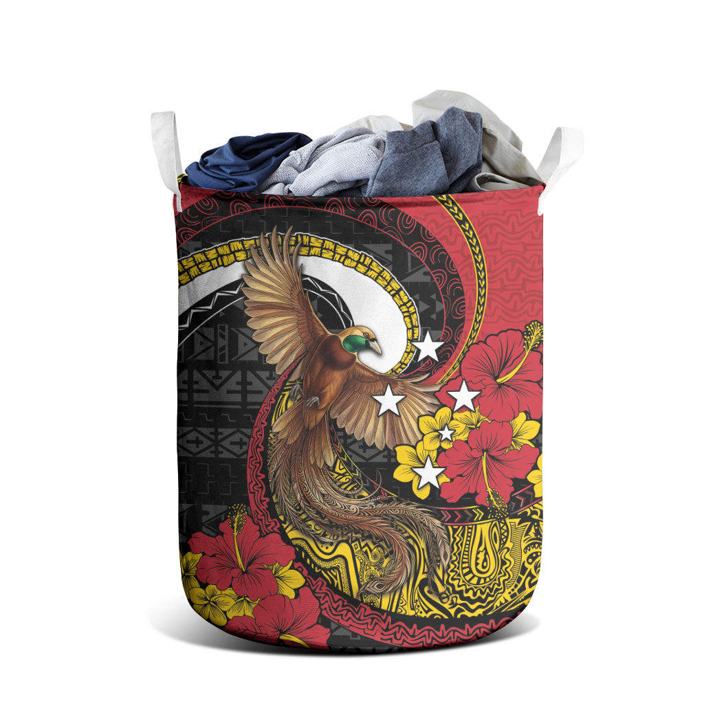 Papua New Guinea Language Week Laundry Basket Bird Of Paradise Tribal Floral Pattern DT05 - Polynesian Pride