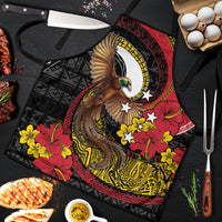 Papua New Guinea Language Week Apron Bird Of Paradise Tribal Floral Pattern DT05 Black - Polynesian Pride