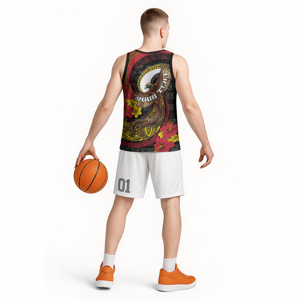 Personalised Papua New Guinea Language Week Basketball Jersey Bird Of Paradise Tribal Floral Pattern DT05 - Polynesian Pride