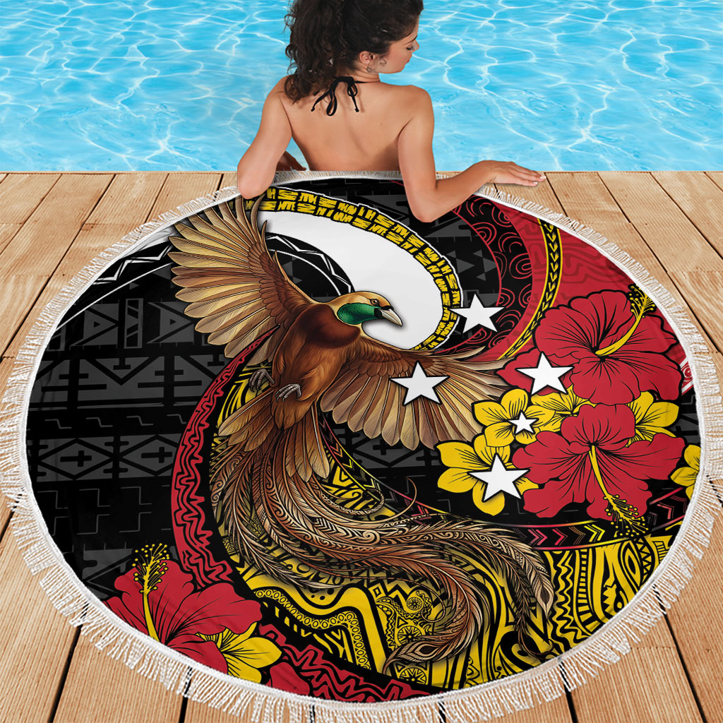 Papua New Guinea Language Week Beach Blanket Bird Of Paradise Tribal Floral Pattern DT05 - Polynesian Pride