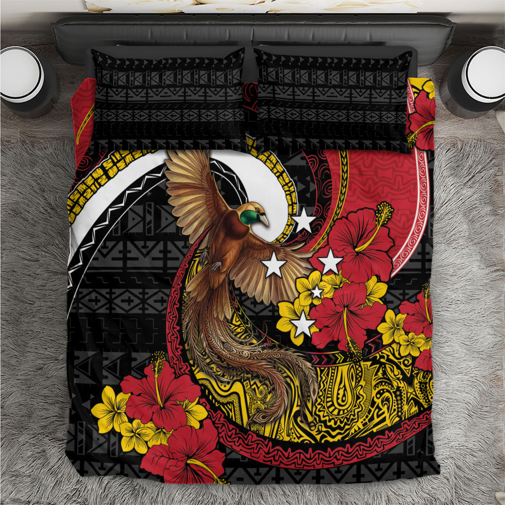 Papua New Guinea Language Week Bedding Set Bird Of Paradise Tribal Floral Pattern