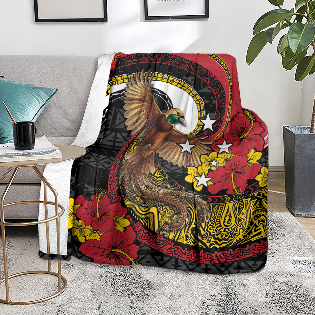 Papua New Guinea Language Week Blanket Bird Of Paradise Tribal Floral Pattern DT05 - Polynesian Pride
