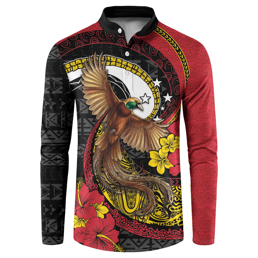 Personalised Papua New Guinea Language Week Button Sweatshirt Bird Of Paradise Tribal Floral Pattern DT05 Black - Polynesian Pride