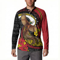 Personalised Papua New Guinea Language Week Button Sweatshirt Bird Of Paradise Tribal Floral Pattern DT05 - Polynesian Pride