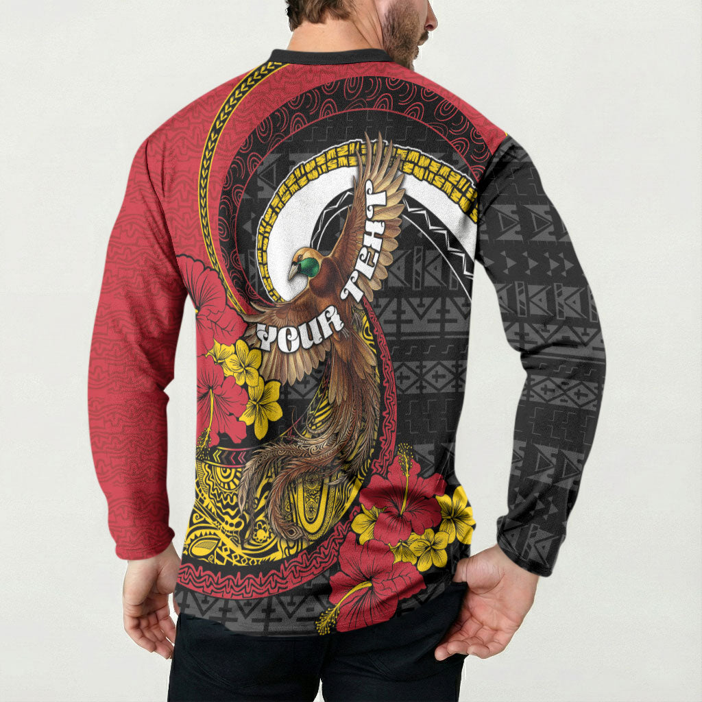 Personalised Papua New Guinea Language Week Button Sweatshirt Bird Of Paradise Tribal Floral Pattern DT05 - Polynesian Pride