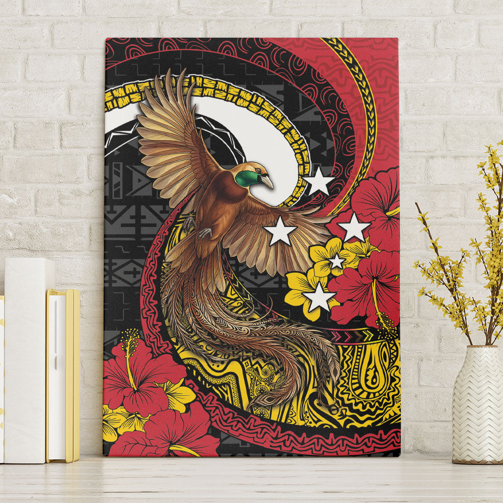 Papua New Guinea Language Week Canvas Wall Art Bird Of Paradise Tribal Floral Pattern