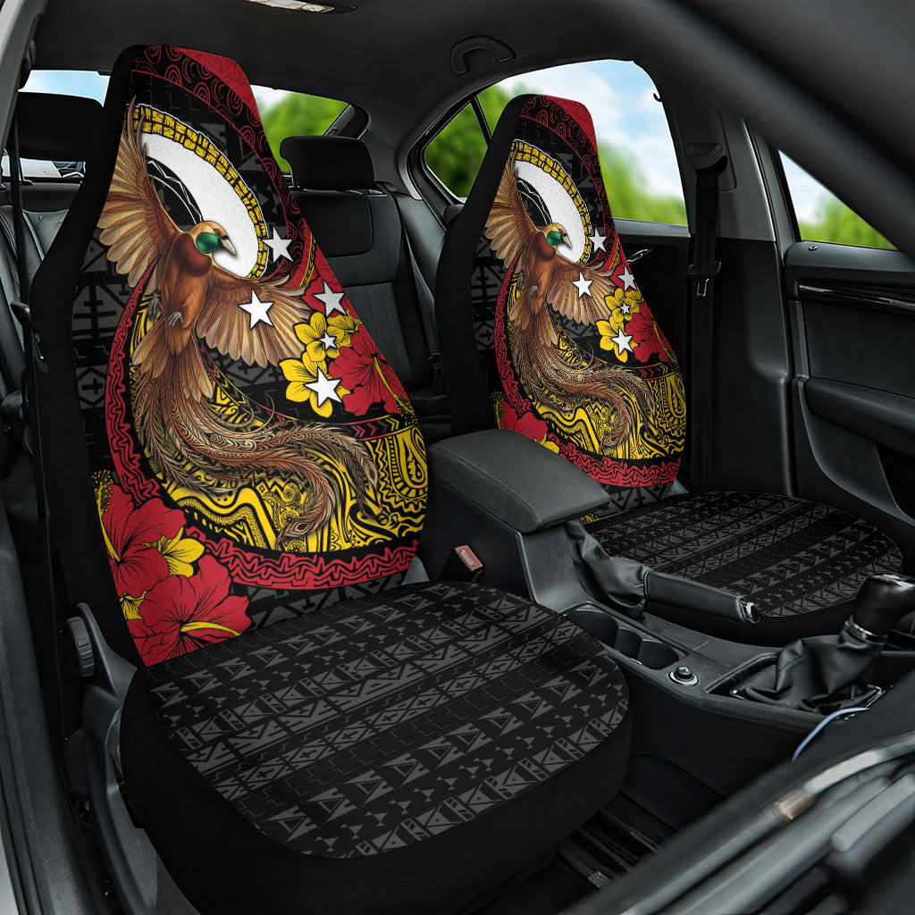 Papua New Guinea Language Week Car Seat Cover Bird Of Paradise Tribal Floral Pattern DT05 One Size Black - Polynesian Pride