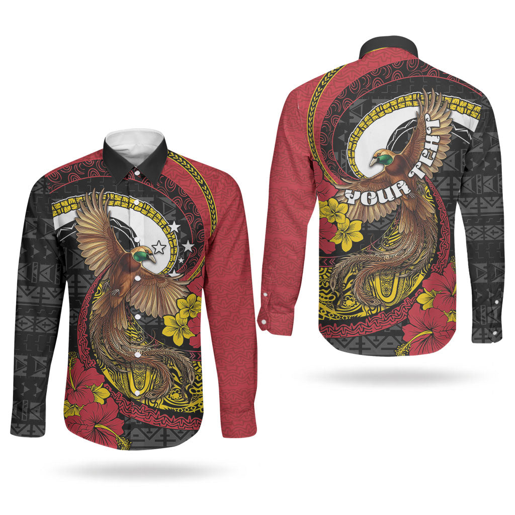 Personalised Papua New Guinea Language Week Couples Matching Tank Maxi Dress and Long Sleeve Button Shirt Bird Of Paradise Tribal Floral Pattern DT05 - Polynesian Pride