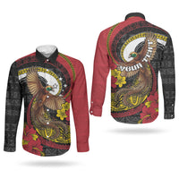 Personalised Papua New Guinea Language Week Couples Matching Tank Maxi Dress and Long Sleeve Button Shirt Bird Of Paradise Tribal Floral Pattern DT05 - Polynesian Pride