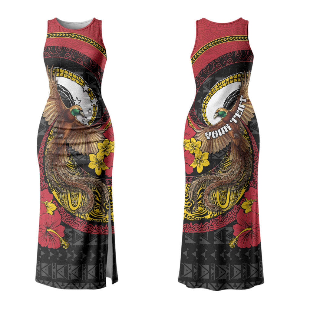 Personalised Papua New Guinea Language Week Family Matching Tank Maxi Dress and Hawaiian Shirt Bird Of Paradise Tribal Floral Pattern DT05 Mom's Dress Black - Polynesian Pride