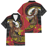 Personalised Papua New Guinea Language Week Family Matching Tank Maxi Dress and Hawaiian Shirt Bird Of Paradise Tribal Floral Pattern DT05 Dad's Shirt - Short Sleeve Black - Polynesian Pride