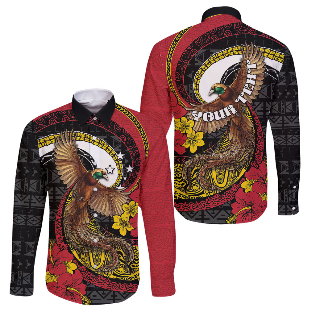 Personalised Papua New Guinea Language Week Family Matching Tank Maxi Dress and Hawaiian Shirt Bird Of Paradise Tribal Floral Pattern DT05 Dad's Shirt - Long Sleeve Black - Polynesian Pride