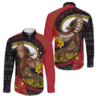 Personalised Papua New Guinea Language Week Family Matching Tank Maxi Dress and Hawaiian Shirt Bird Of Paradise Tribal Floral Pattern DT05 Dad's Shirt - Long Sleeve Black - Polynesian Pride
