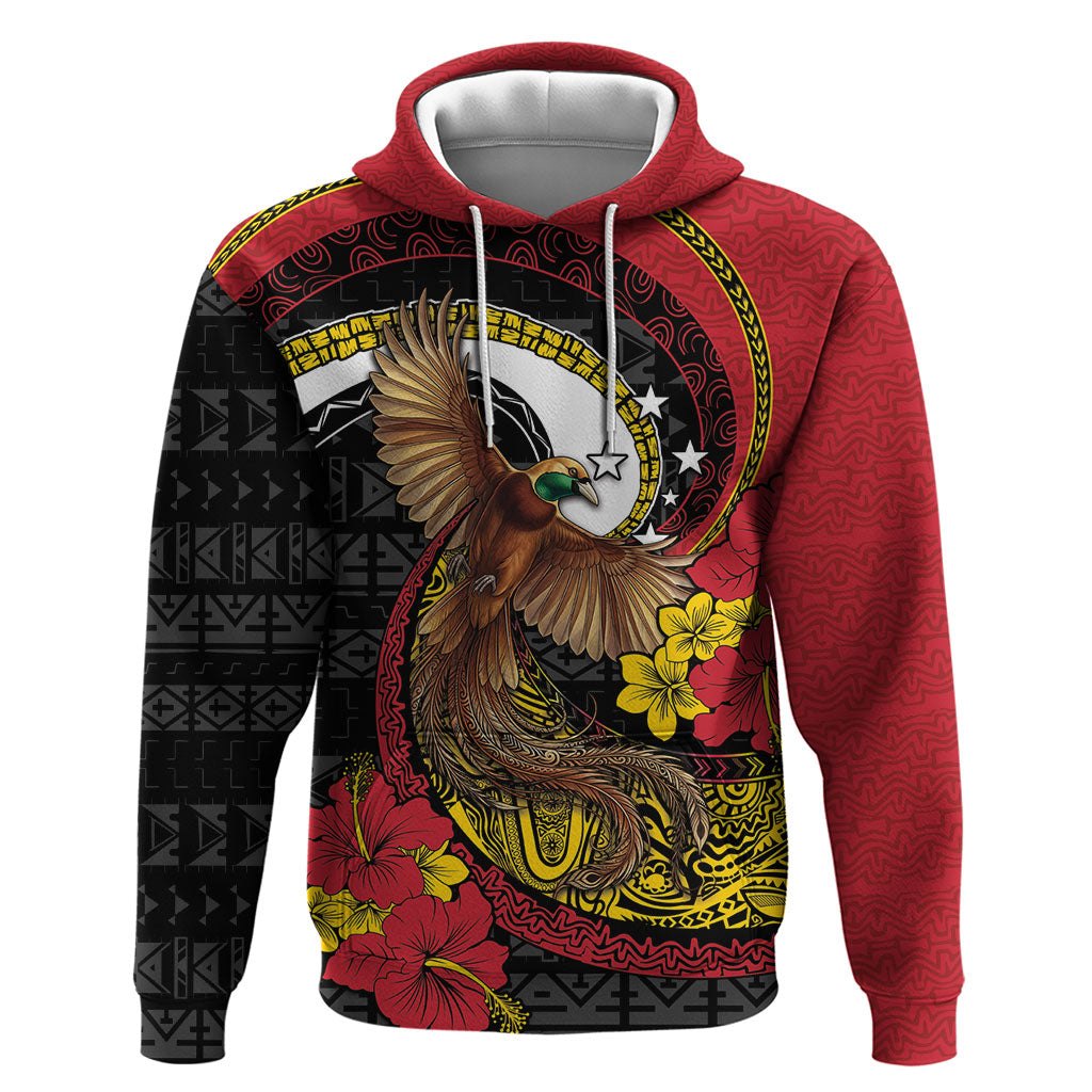 Personalised Papua New Guinea Language Week Hoodie Bird Of Paradise Tribal Floral Pattern