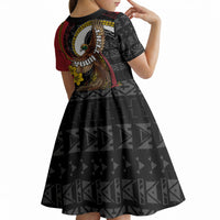 Personalised Papua New Guinea Language Week Kid Short Sleeve Dress Bird Of Paradise Tribal Floral Pattern DT05 - Polynesian Pride