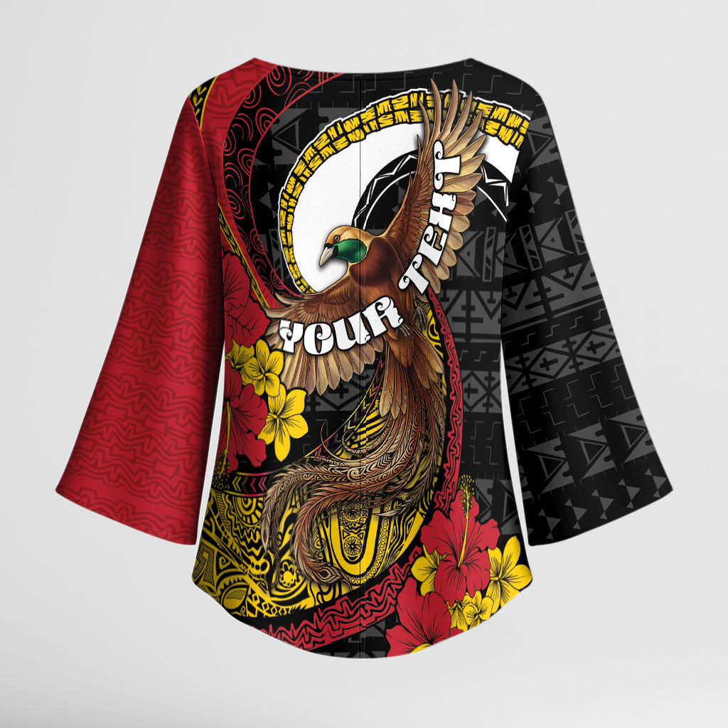 Personalised Papua New Guinea Language Week Kimono Sleeve Blouse Bird Of Paradise Tribal Floral Pattern DT05 - Polynesian Pride
