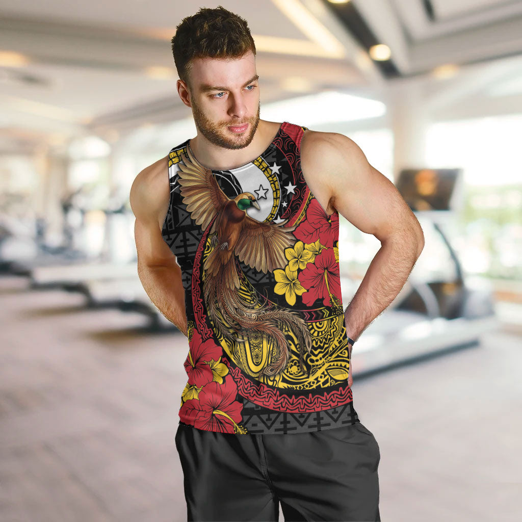 Personalised Papua New Guinea Language Week Men Tank Top Bird Of Paradise Tribal Floral Pattern