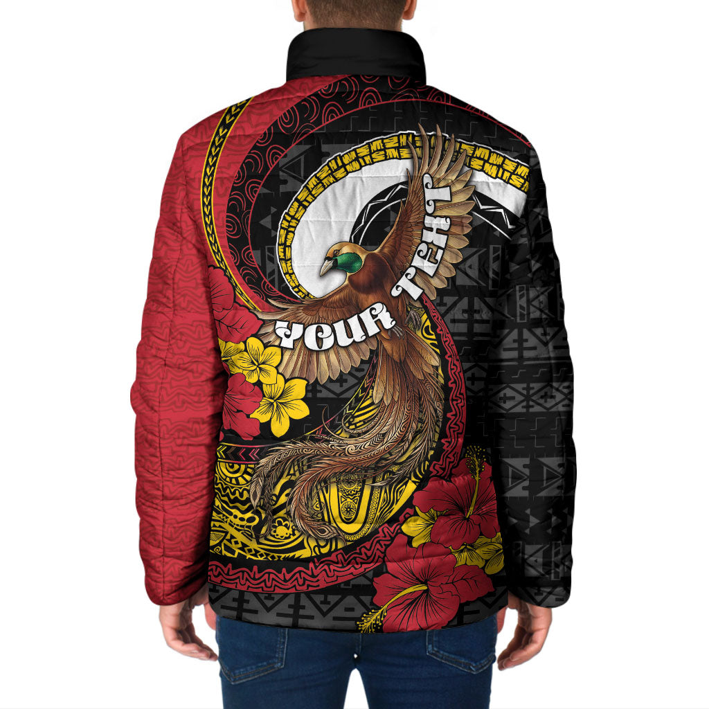 Personalised Papua New Guinea Language Week Padded Jacket Bird Of Paradise Tribal Floral Pattern DT05 - Polynesian Pride