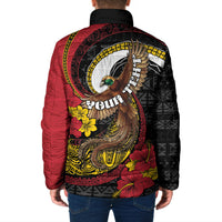 Personalised Papua New Guinea Language Week Padded Jacket Bird Of Paradise Tribal Floral Pattern DT05 - Polynesian Pride