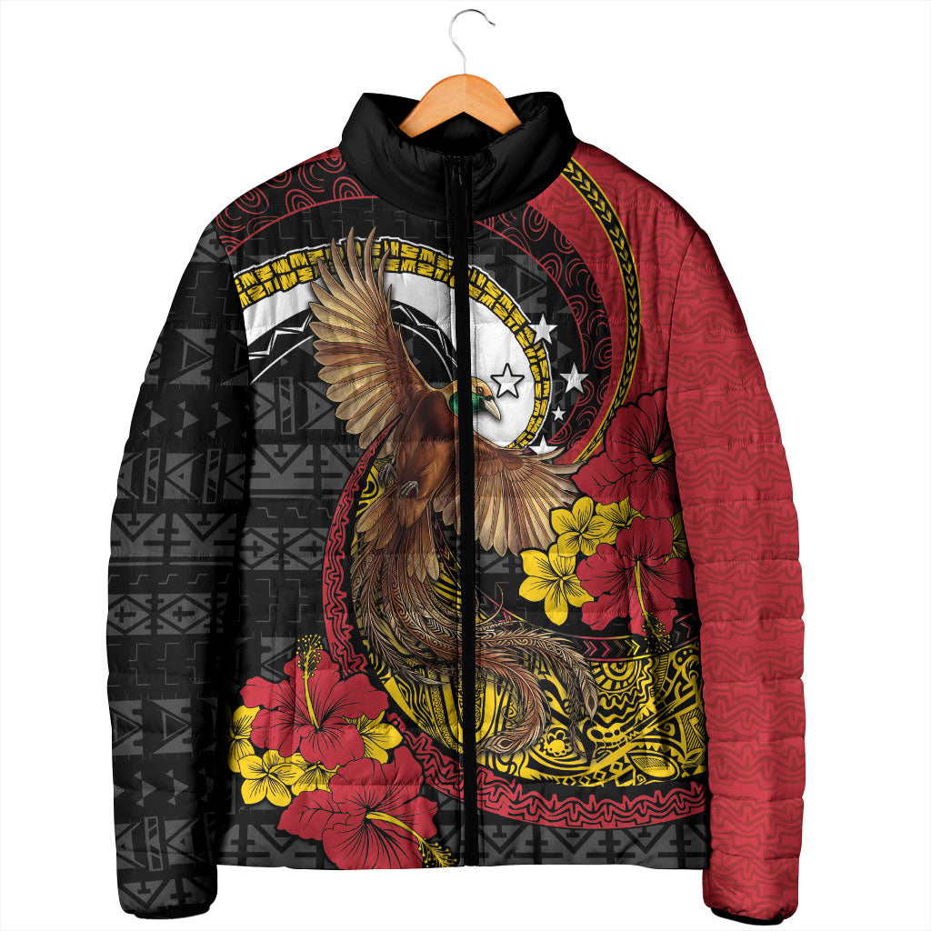 Personalised Papua New Guinea Language Week Padded Jacket Bird Of Paradise Tribal Floral Pattern DT05 - Polynesian Pride
