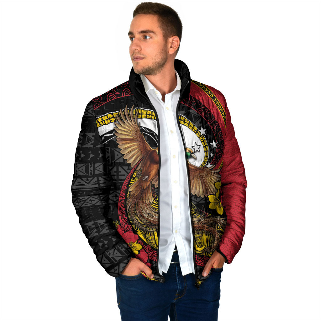 Personalised Papua New Guinea Language Week Padded Jacket Bird Of Paradise Tribal Floral Pattern DT05 - Polynesian Pride