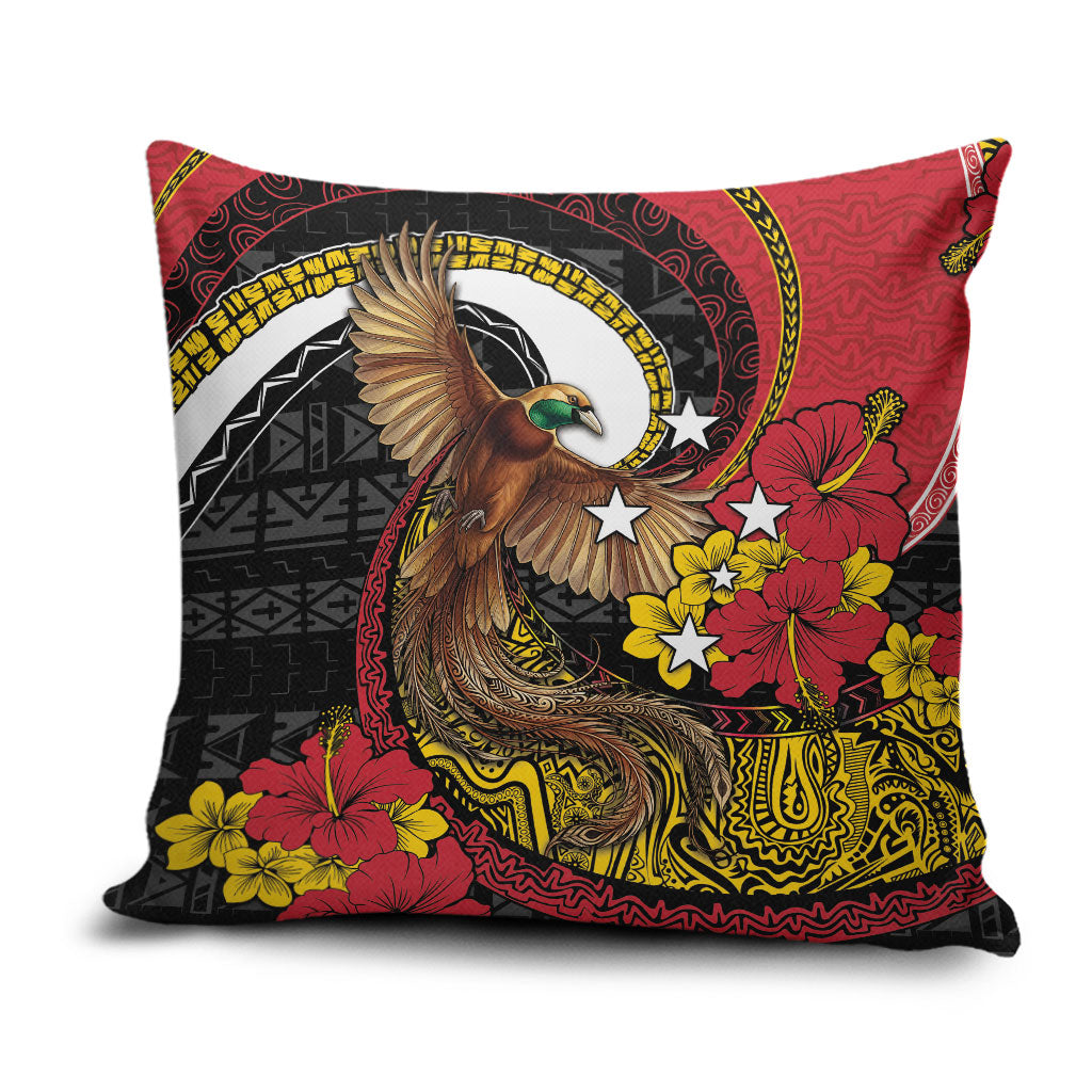 Papua New Guinea Language Week Pillow Cover Bird Of Paradise Tribal Floral Pattern DT05 Black - Polynesian Pride
