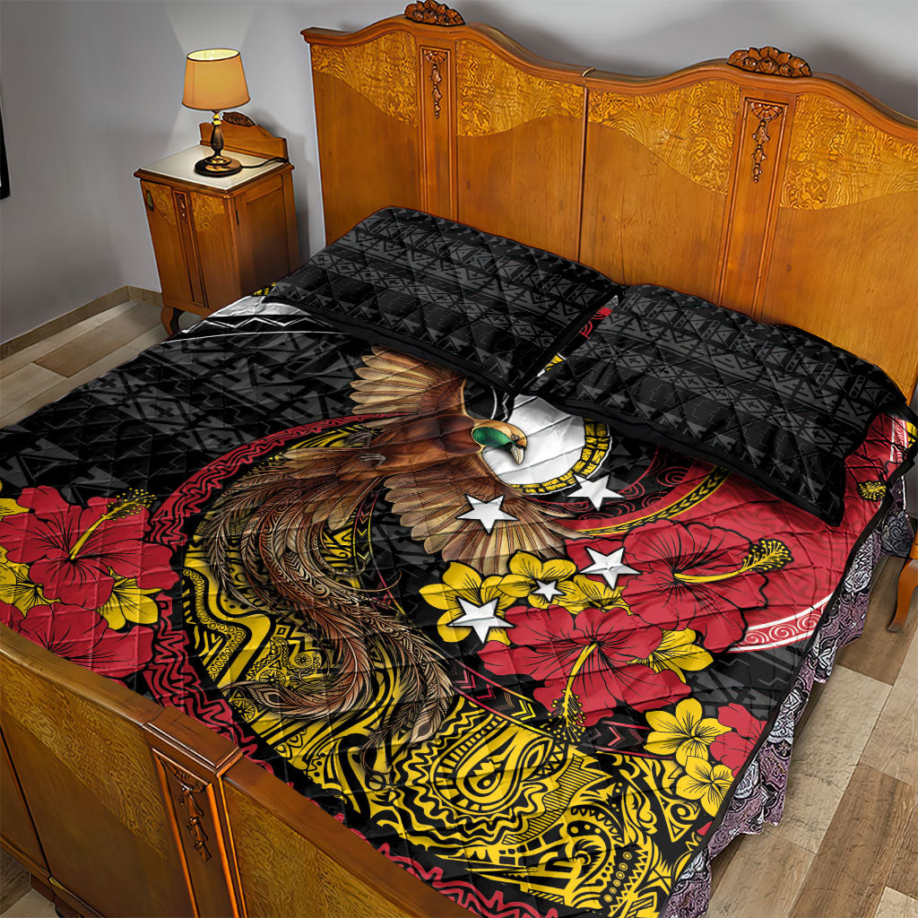 Papua New Guinea Language Week Quilt Bed Set Bird Of Paradise Tribal Floral Pattern DT05 - Polynesian Pride