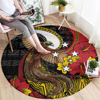 Papua New Guinea Language Week Round Carpet Bird Of Paradise Tribal Floral Pattern DT05 - Polynesian Pride