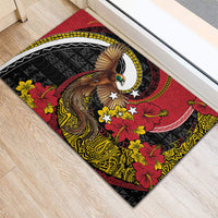 Papua New Guinea Language Week Rubber Doormat Bird Of Paradise Tribal Floral Pattern DT05 - Polynesian Pride