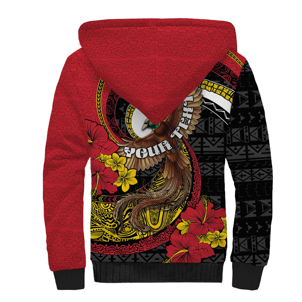 Personalised Papua New Guinea Language Week Sherpa Hoodie Bird Of Paradise Tribal Floral Pattern DT05 - Polynesian Pride