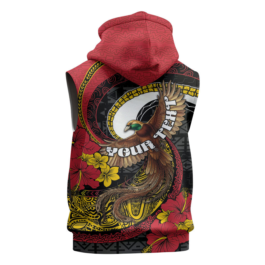 Personalised Papua New Guinea Language Week Sleeveless Zip Hoodie Bird Of Paradise Tribal Floral Pattern DT05 - Polynesian Pride
