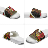 Papua New Guinea Language Week Slide Sandals Bird Of Paradise Tribal Floral Pattern DT05 - Polynesian Pride