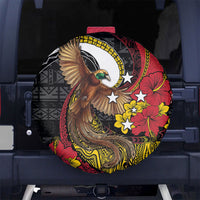 Papua New Guinea Language Week Spare Tire Cover Bird Of Paradise Tribal Floral Pattern DT05 No hole Black - Polynesian Pride