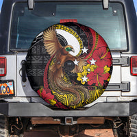 Papua New Guinea Language Week Spare Tire Cover Bird Of Paradise Tribal Floral Pattern DT05 Black - Polynesian Pride