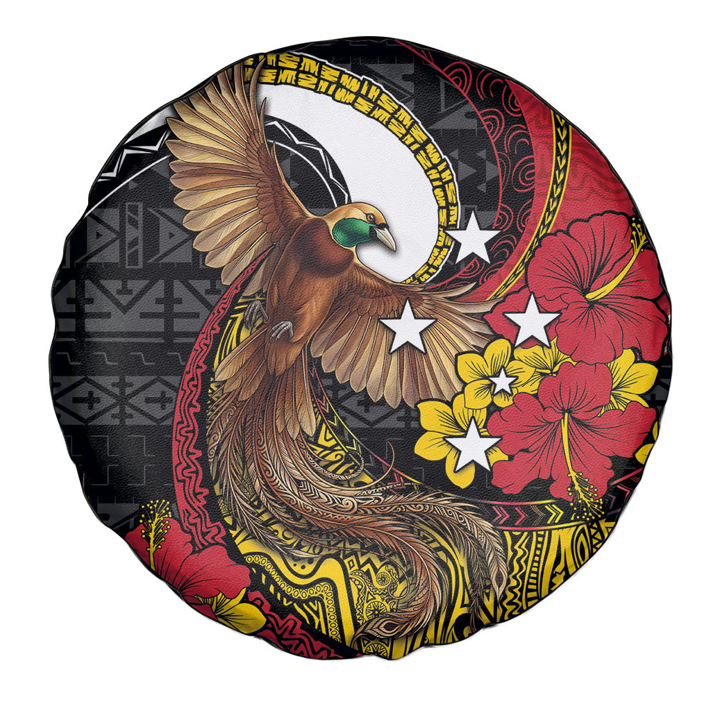 Papua New Guinea Language Week Spare Tire Cover Bird Of Paradise Tribal Floral Pattern DT05 - Polynesian Pride
