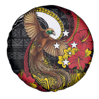 Papua New Guinea Language Week Spare Tire Cover Bird Of Paradise Tribal Floral Pattern DT05 - Polynesian Pride
