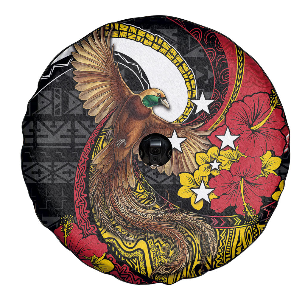 Papua New Guinea Language Week Spare Tire Cover Bird Of Paradise Tribal Floral Pattern DT05 - Polynesian Pride