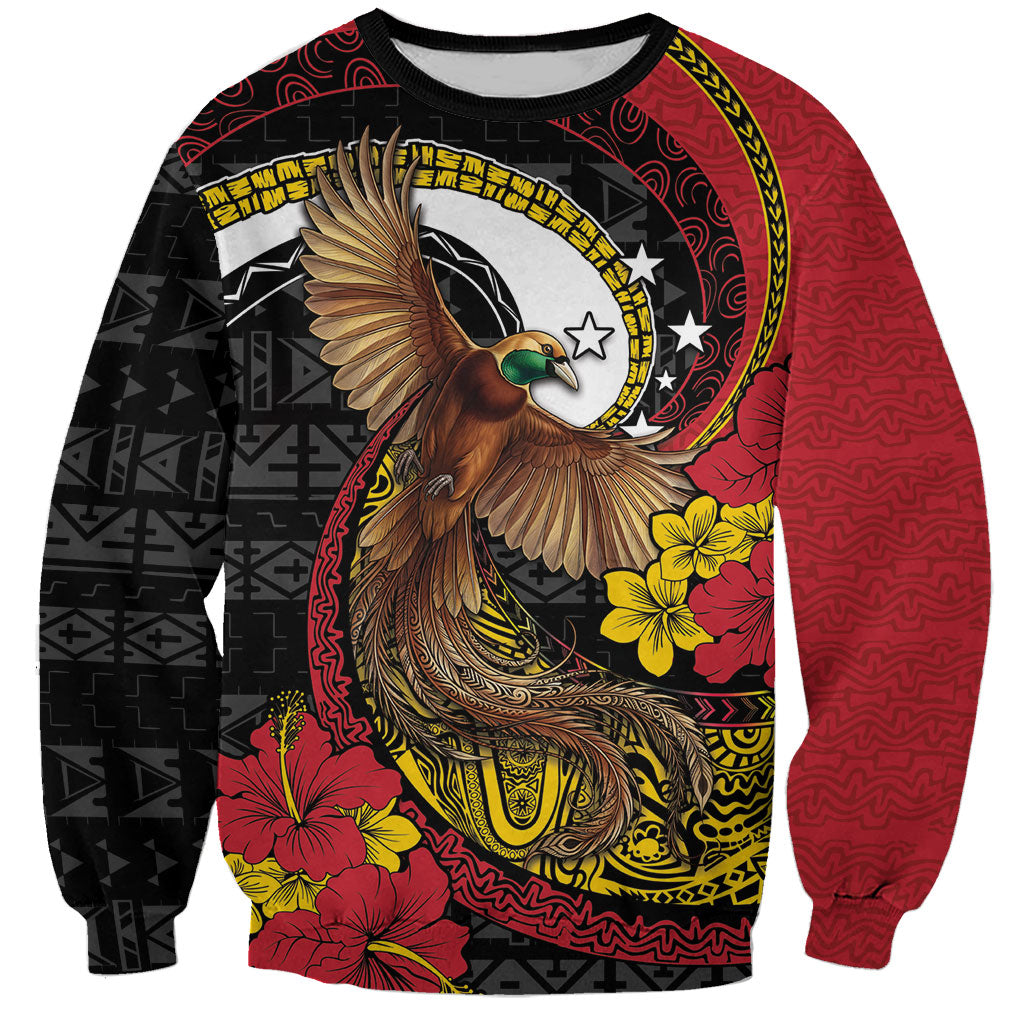 Personalised Papua New Guinea Language Week Sweatshirt Bird Of Paradise Tribal Floral Pattern