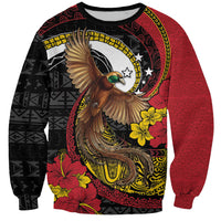 Personalised Papua New Guinea Language Week Sweatshirt Bird Of Paradise Tribal Floral Pattern DT05 Unisex Black - Polynesian Pride